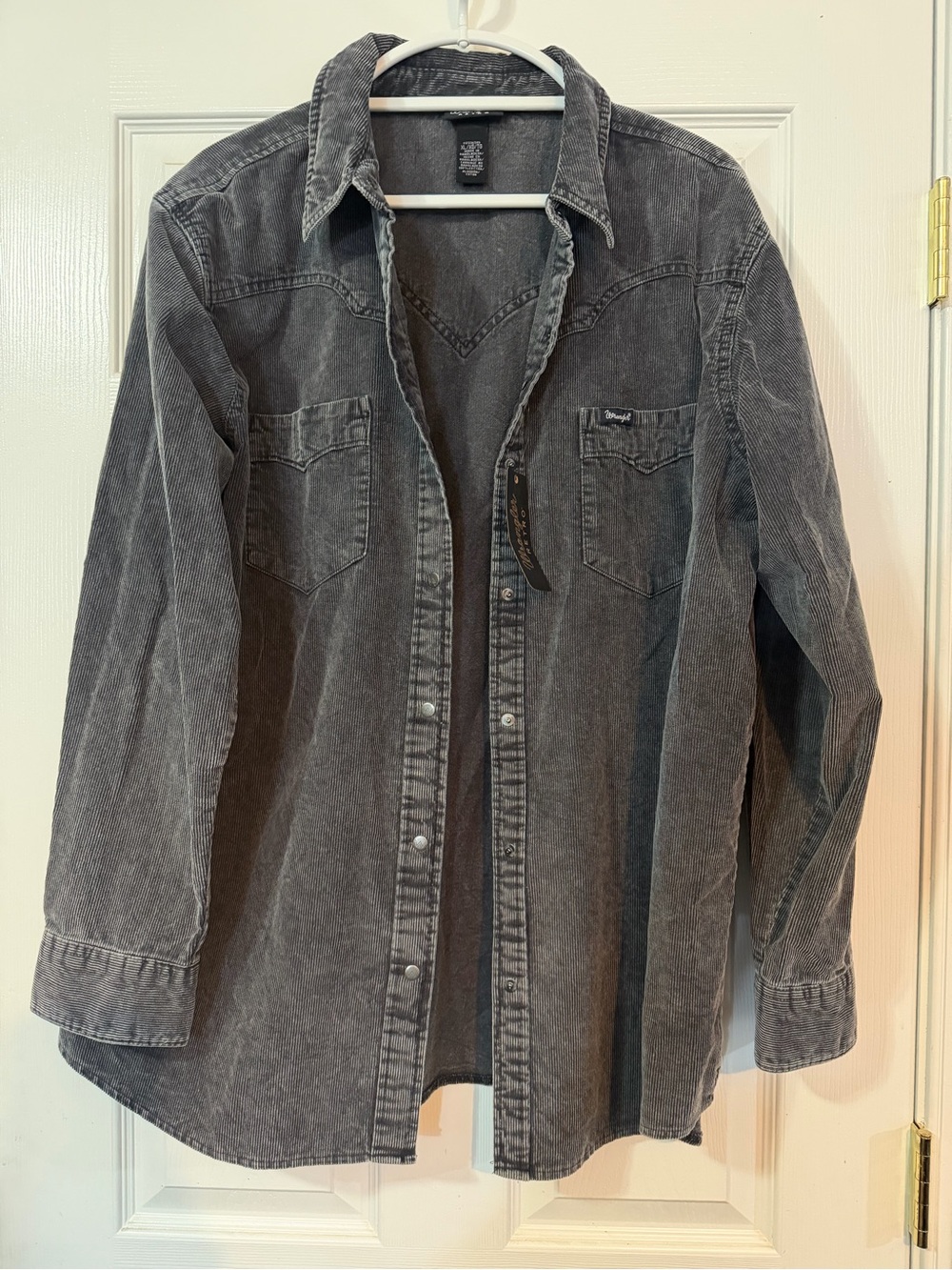 Wrangler Women's Black Washed Button-Down Cord Shacket